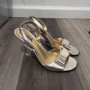 Hale Bob Lucite Bowtie Evening Wedges